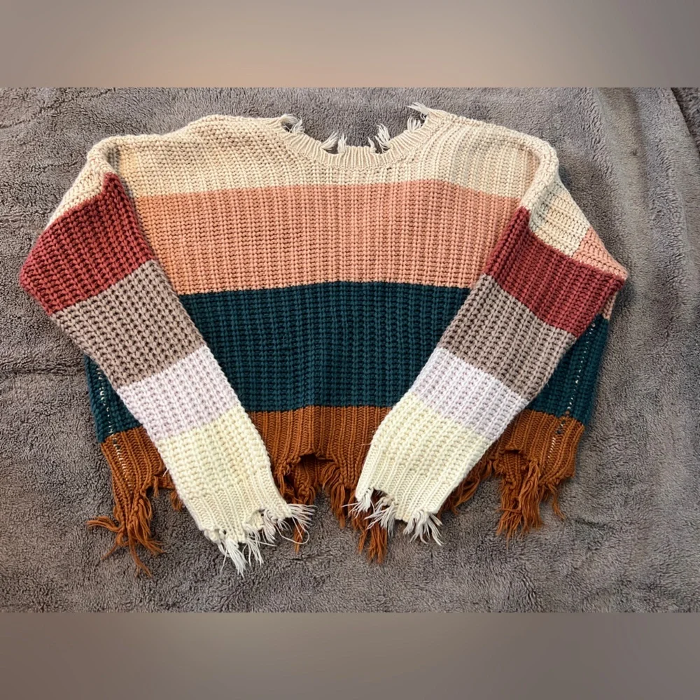 Nanamacs miracle distressed multicolor sweater top size S